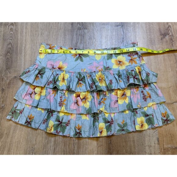 Y2K American Eagle Outfitters Floral Ruffle Mini Skirt Size 6 - Picture 3 of 6